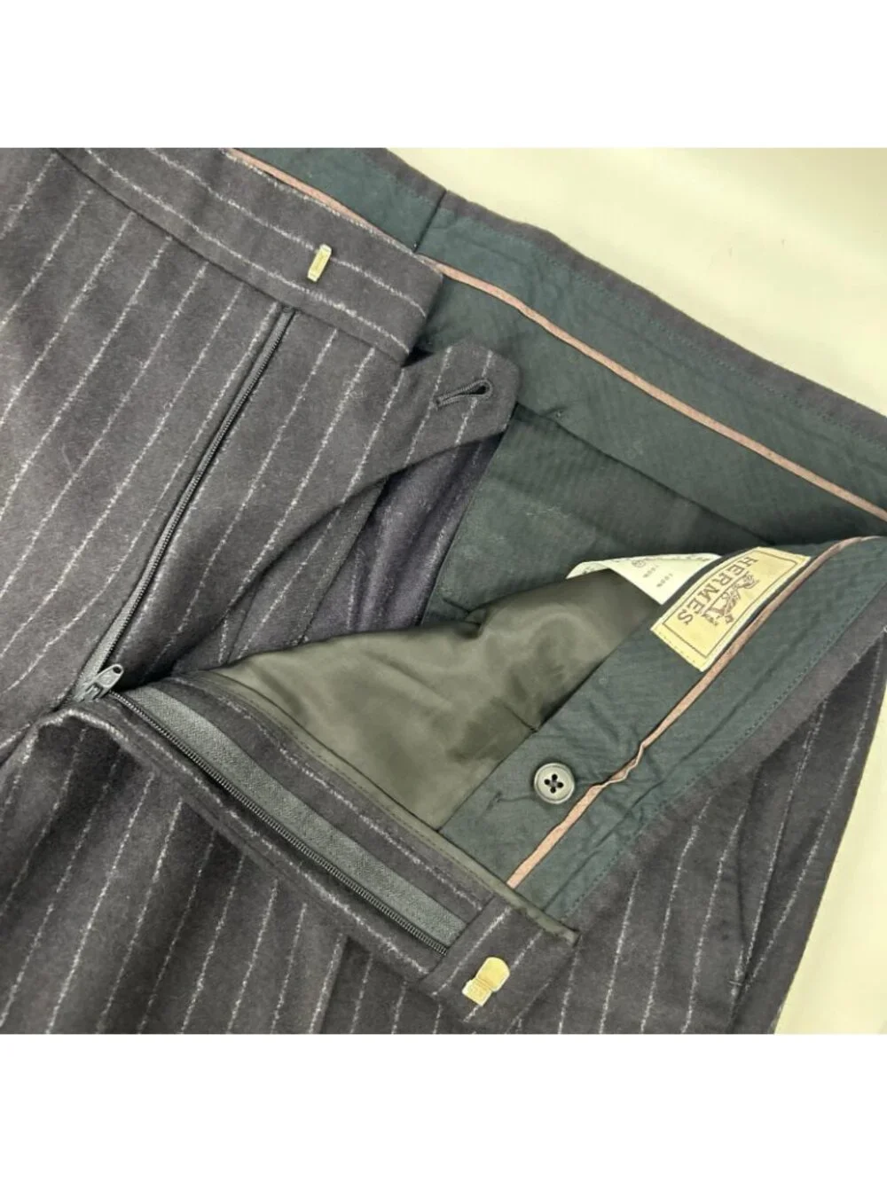 Hermes Virgin Wool 100 Jacket Pants Suit Set 54